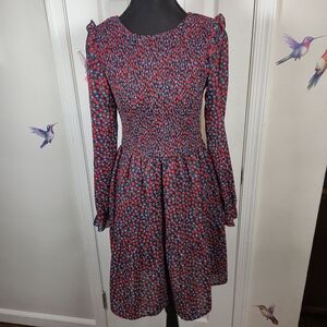 KIRUNDO Strawberry Print Smocked Midi Dress – Coquette Cottagecore Size S